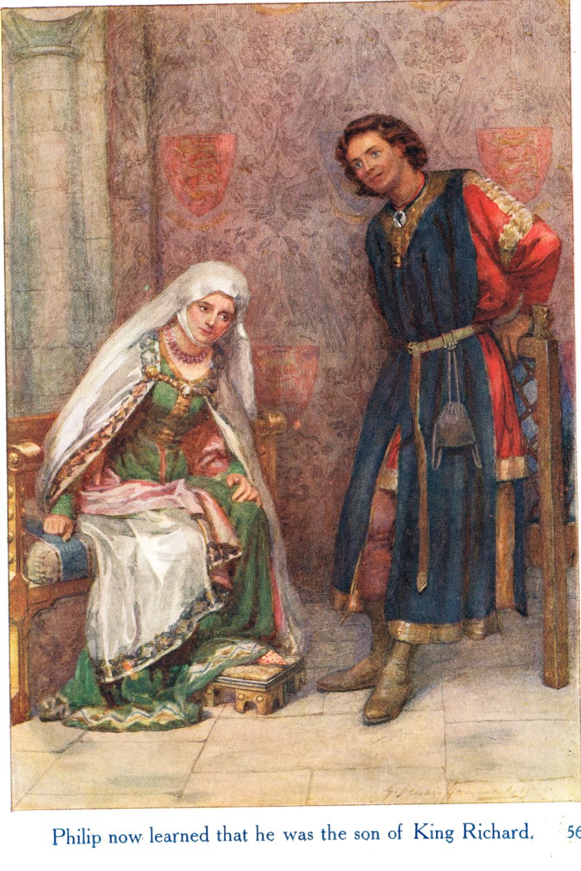 Fülöp most megtudta, hogy Richard király fia, illusztrációja a George Harrap & Son által kiadott Shakespeare történetei az angol királyokról című művéből. alkotó: Gertrude E. Demain Hammond