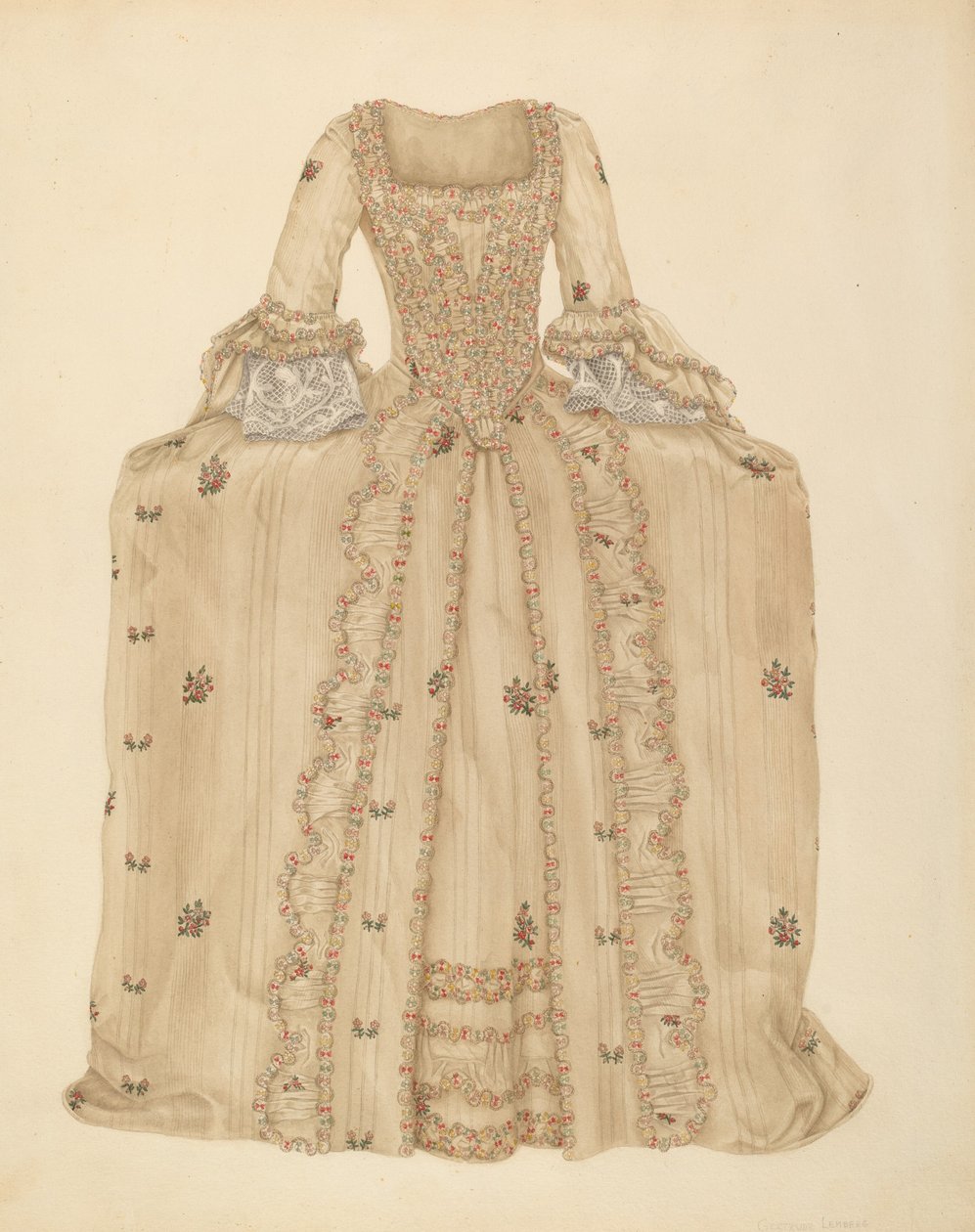 Brokádos selyem ruha, c. 1939. alkotó: Gertrude Lemberg