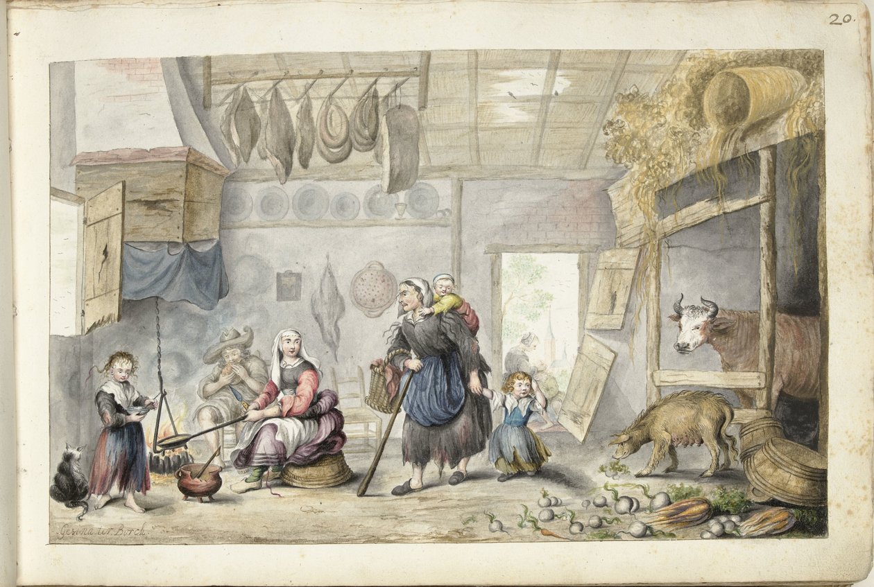 Parasztház belső (jótékonysági vagy szegénységi) alkotó: Gesina ter Borch (signed by artist)