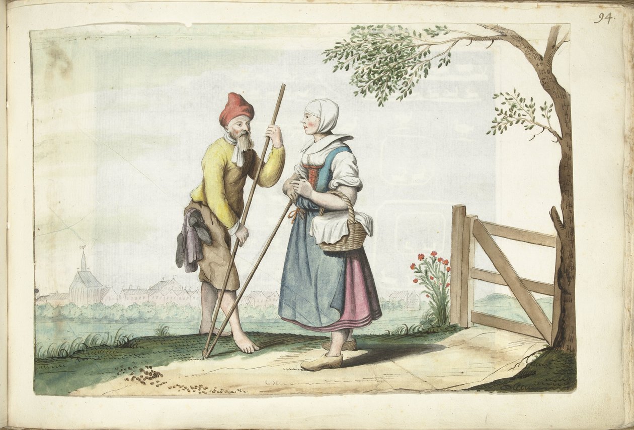 Farmer házaspár beszélget alkotó: Gesina ter Borch (signed by artist)