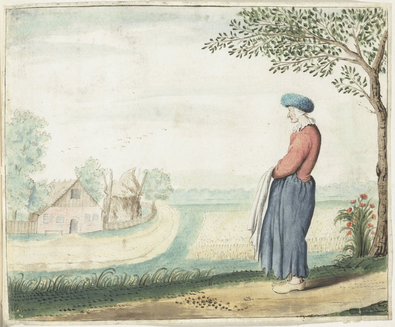 Parasztasszony egy tájban alkotó: Gesina ter Borch (signed by artist)