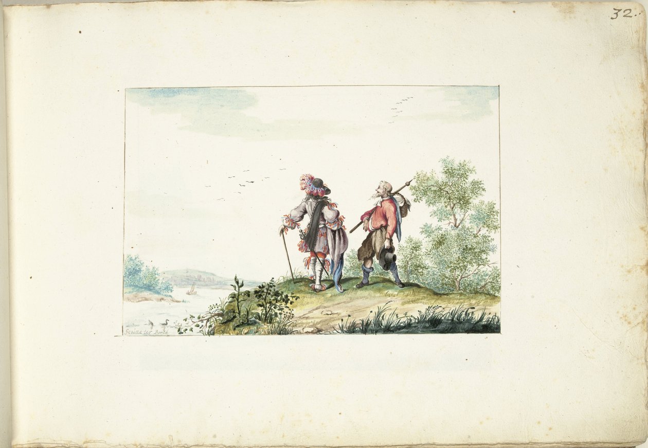 Úr és vándor egy tájban alkotó: Gesina ter Borch (signed by artist)