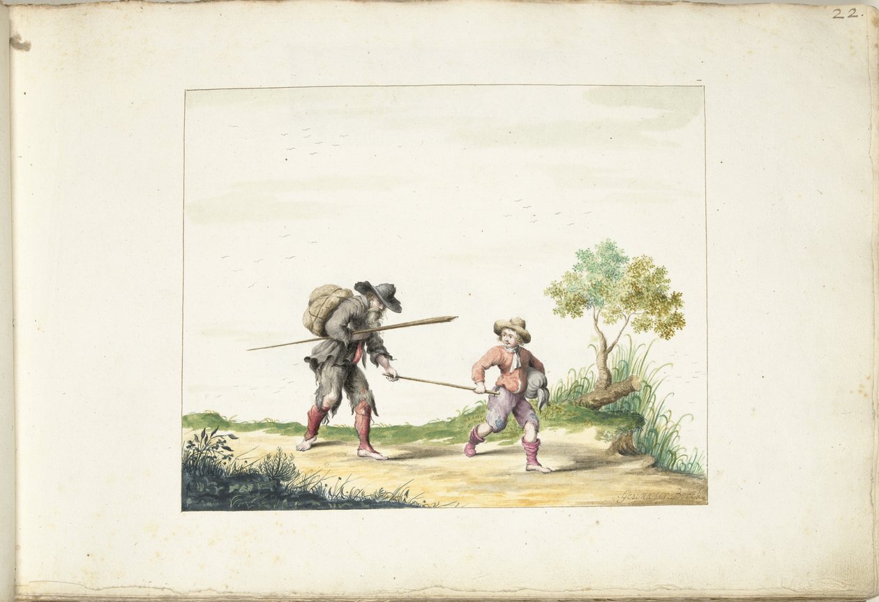 Öreg vak koldus egy fiú vezetésével alkotó: Gesina ter Borch (signed by artist)