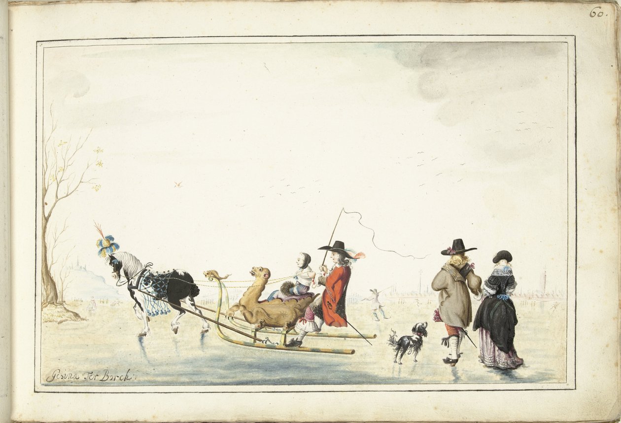 Szánkó a jégen alkotó: Gesina ter Borch (signed by artist)