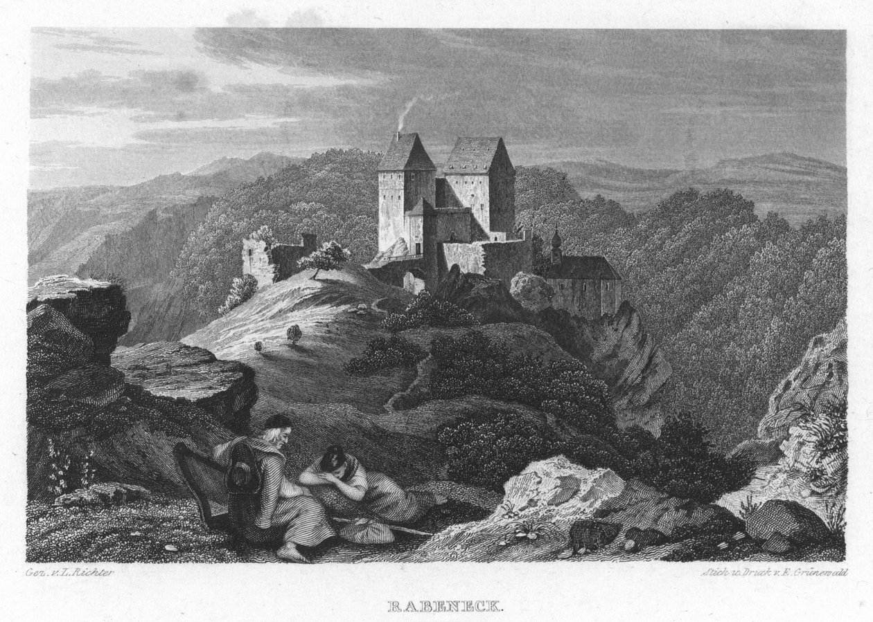 Burg Rabeneck a frank svájci albumban. Kilenc acél metszet. 1840 alkotó: Gez. v. Adrian Ludwig Richter