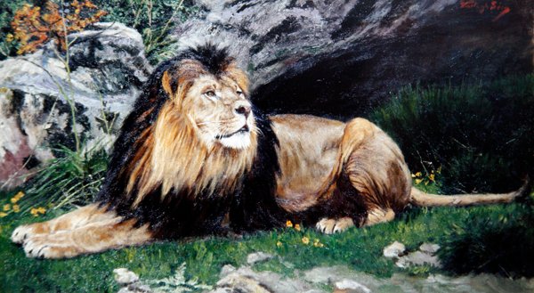 Barbár vagy atlasz oroszlán, 1890-1900 körül (olaj, vászon) alkotó: Geza Vastagh