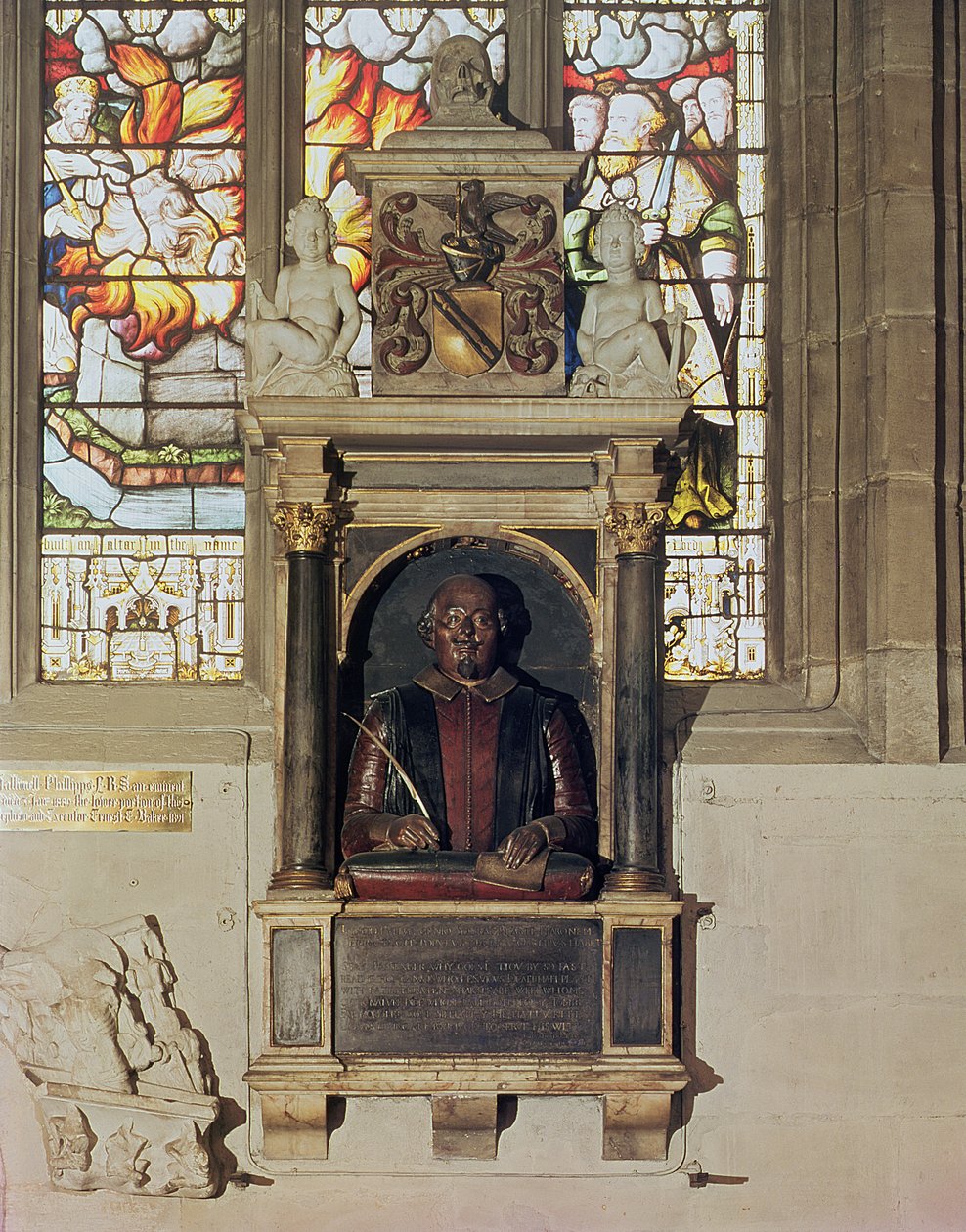 William Shakespeare (1564-1616) emlékműve 1616-23 körül (kő és márvány) alkotó: Gheerart Janssen