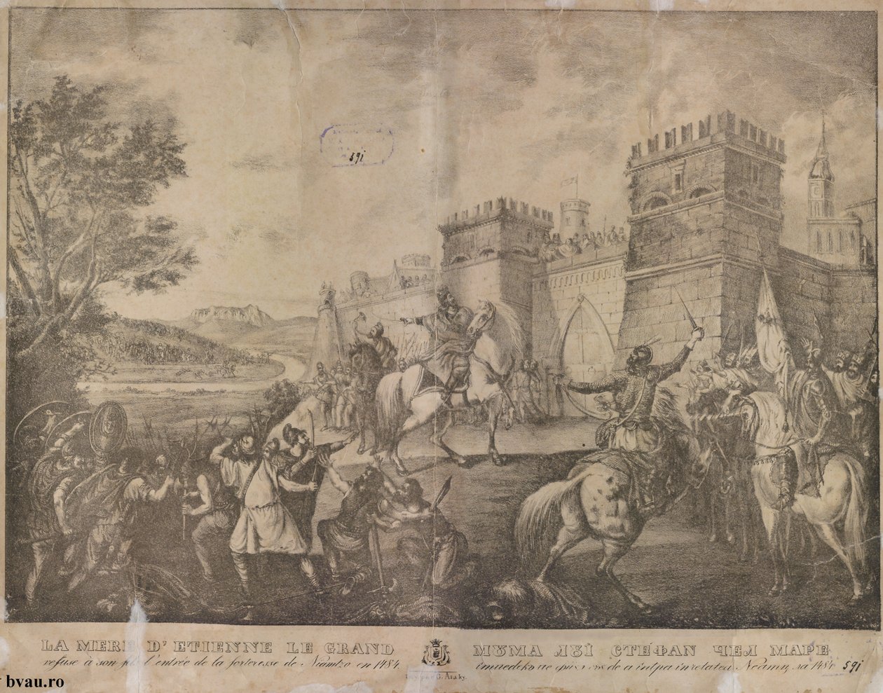 Nagy István édesanyja megtagadja fiától a belépést a neamati várba 1484-ben. alkotó: Gheorghe Asaky