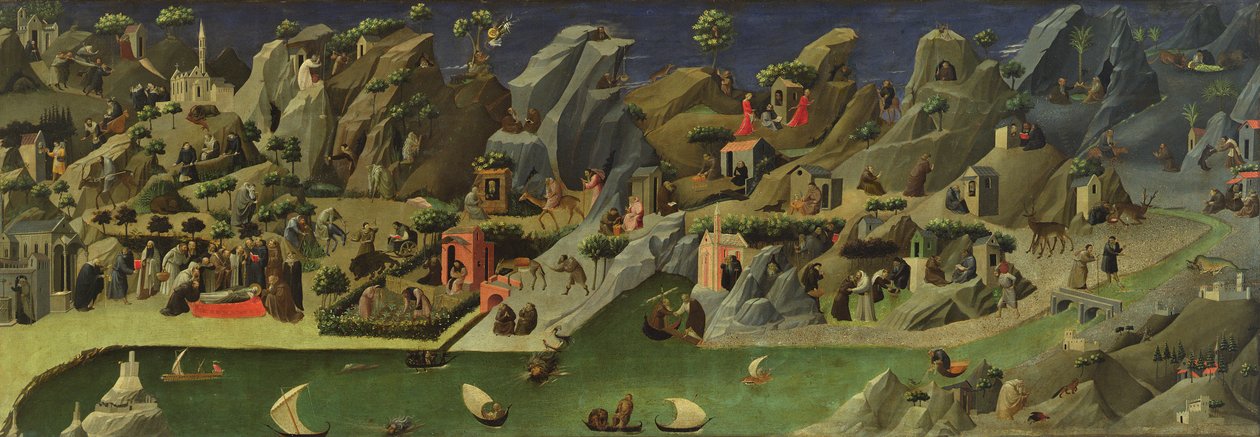 Thebaid, 1410 körül (tempera a panelen) (lásd még: 50353) alkotó: Gherardo Starnina