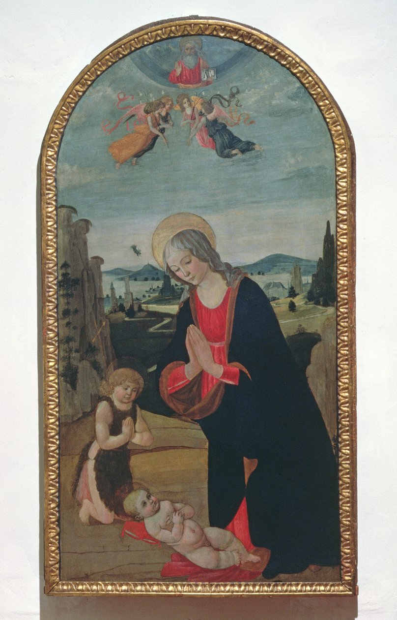 Madonna és a csecsemő Keresztelő Szent János imádja a Gyermek Krisztust (panel) alkotó: Gherardo di Giovanni
