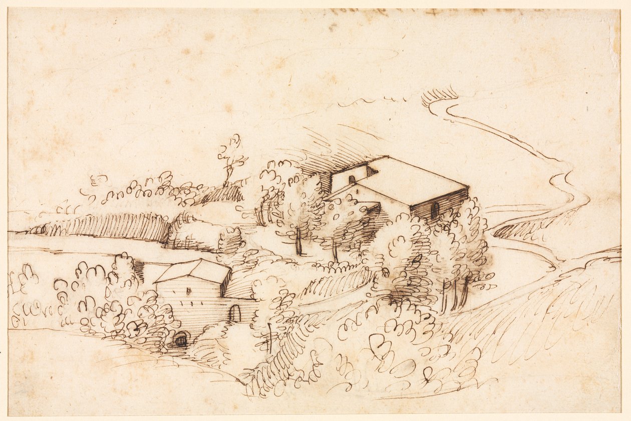 Farm fákkal dombos tájon, 1567. alkotó: Gherardo Cibo