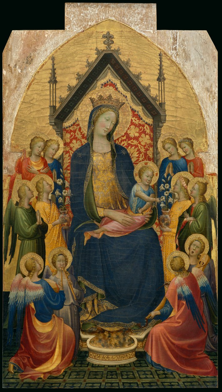 Madonna és gyermeke muzsikáló angyalokkal, 1410 körül (Tempera és levélarany, tábla) alkotó: Gherardo Starnina
