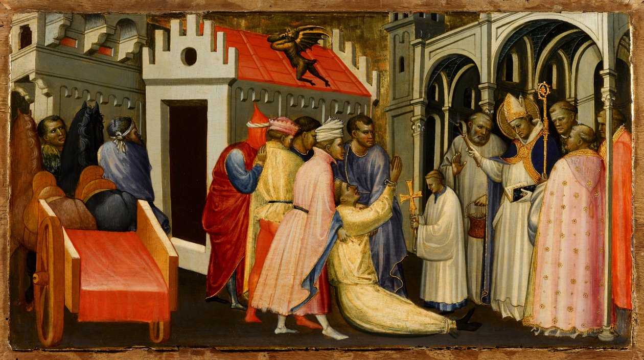 Lincolni Szent Hugh kiűzi az ördögtől megszállt embert, 1404-1407 alkotó: Gherardo Starnina