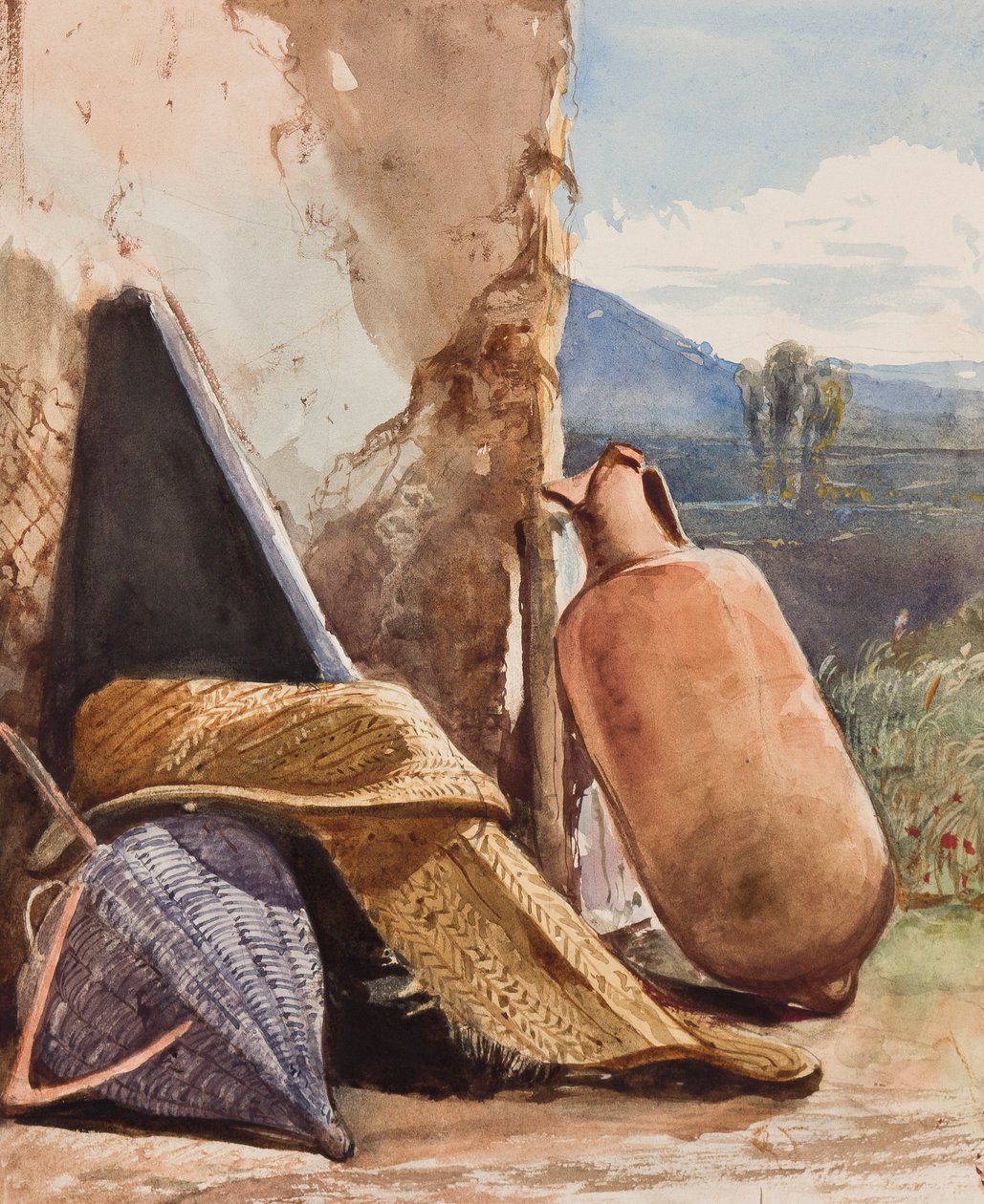 Kosarak és amfora Alfonso Maria di Borbone herceg (1841-1934) kiegészítéseivel (ceruza, wc és gouache papíron) alkotó: Giacinto Gigante