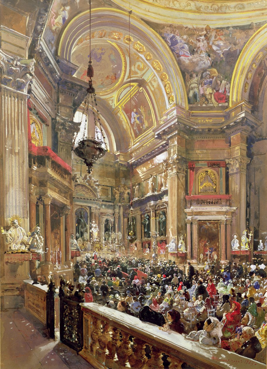Szent Januarius vére cseppfolyósításának csodája, 1863. május 5. alkotó: Giacinto Gigante