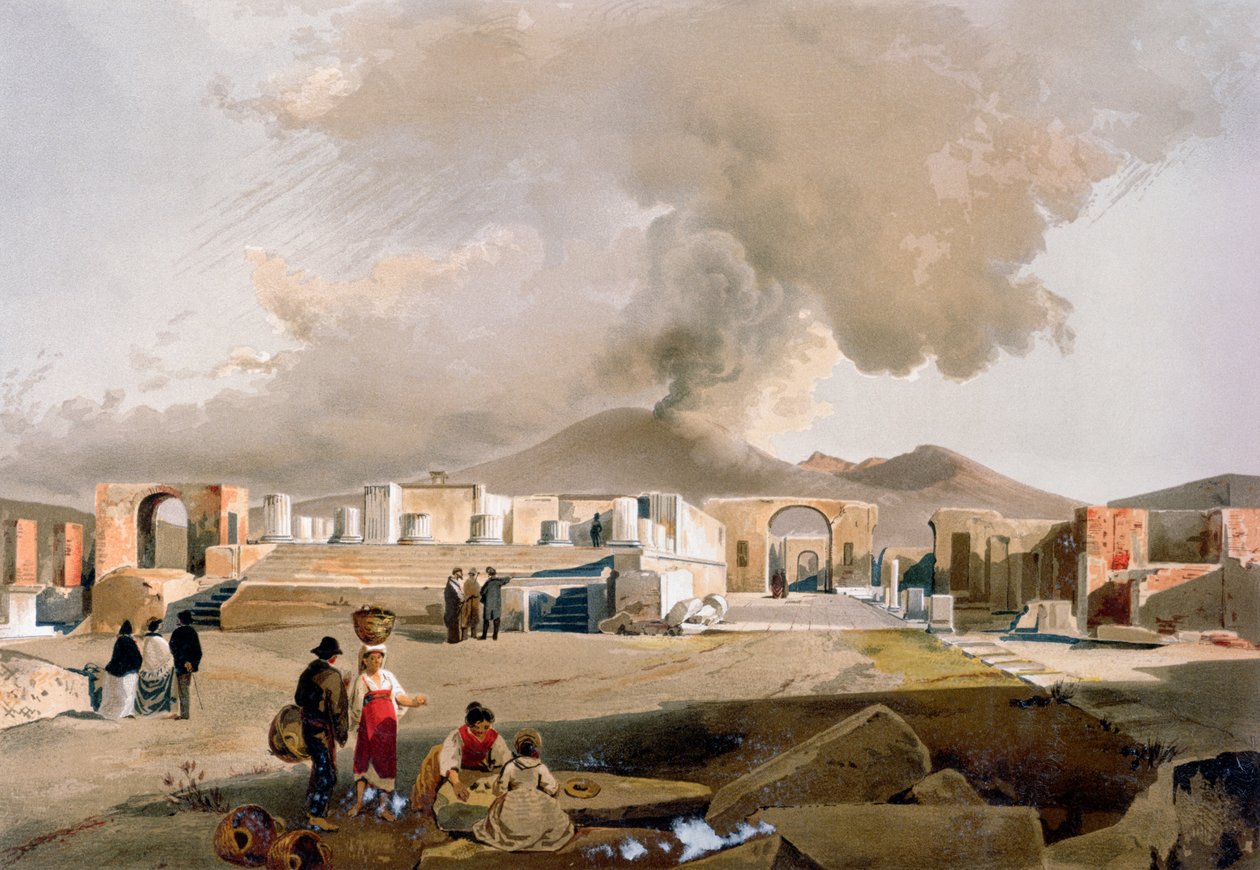 Jupiter temploma és a pompeii fórum, 1860 körül alkotó: Giacinto Gigante