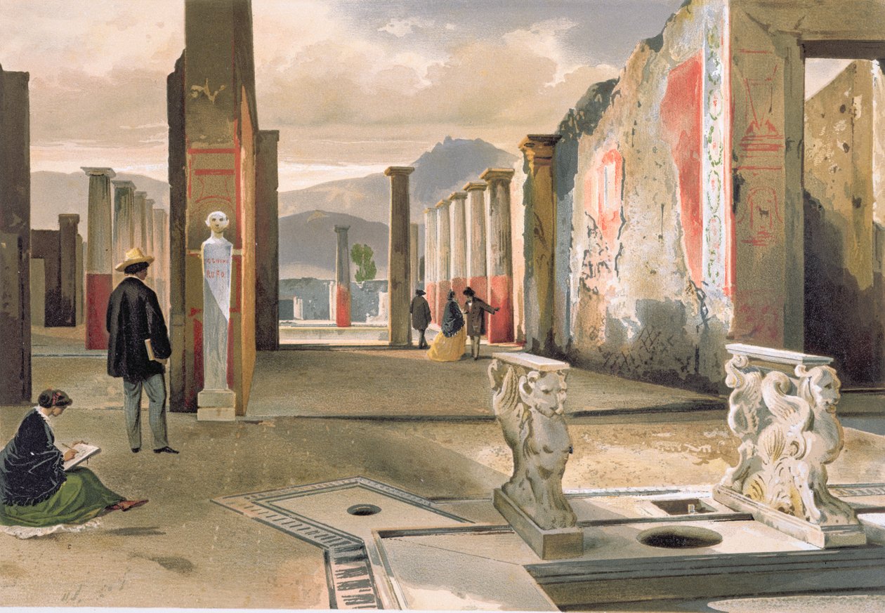 Turisták látogatják Pompei romjait, 1860 körül alkotó: Giacinto Gigante