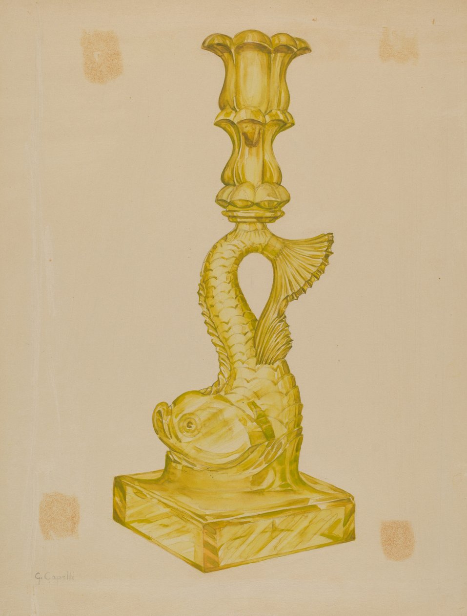 Delfin gyertyatartó, 19351942. alkotó: Giacinto Capelli