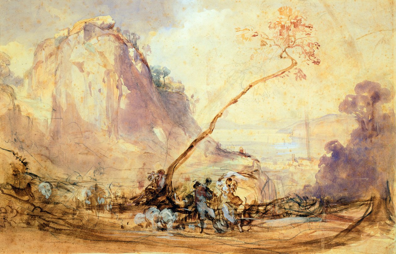 Sorrentói táj, kb 1848, készítette: Giacinto Gigante (1806-1876), akvarell, 34x51 cm. alkotó: Giacinto Gigante
