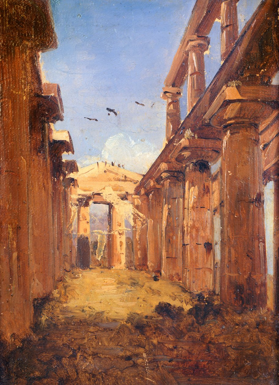Paestumi bazilika 1845-1848 (olaj, vászon) alkotó: Giacinto Gigante