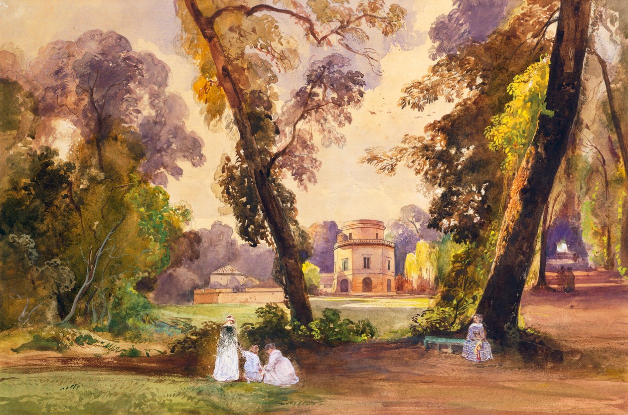 A Vadászház a Caserta parkban, 1852-55 körül (ceruza és tempera) alkotó: Giacinto Gigante