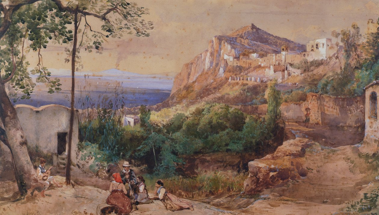 Kilátás Caprira (akvarell és tempera) alkotó: Giacinto Gigante