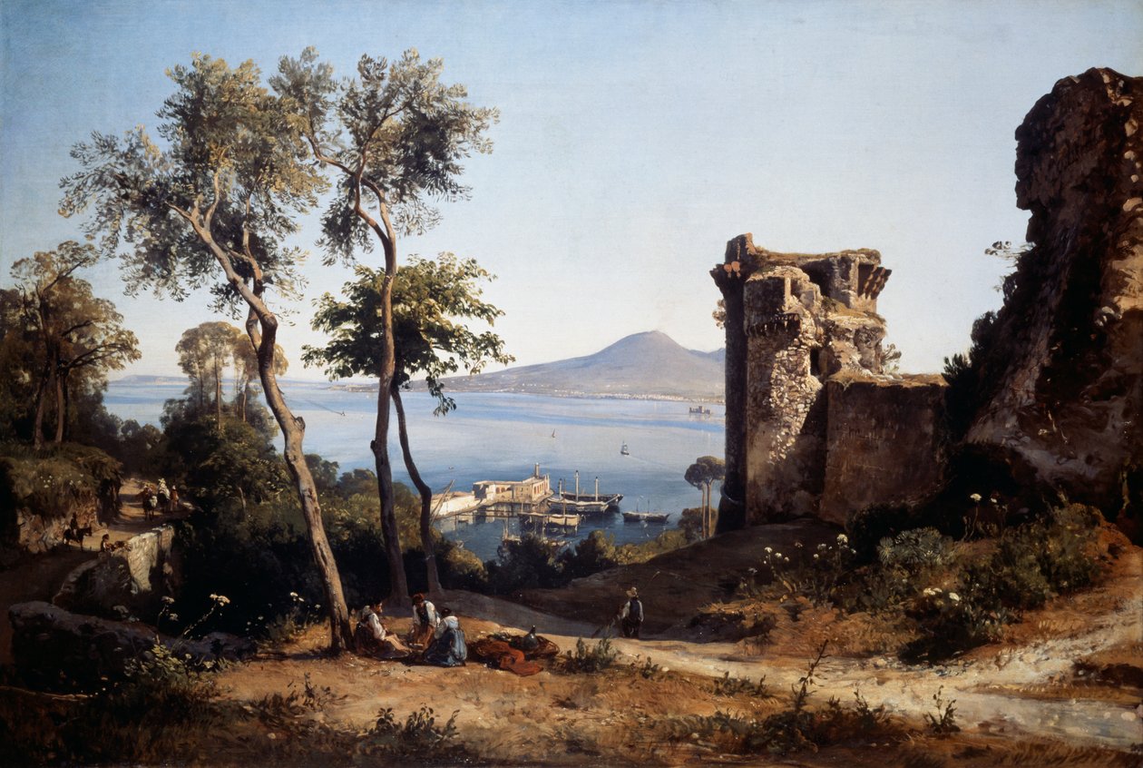 Castellammare di Stabia kilátása (olaj, vászon) alkotó: Giacinto Gigante