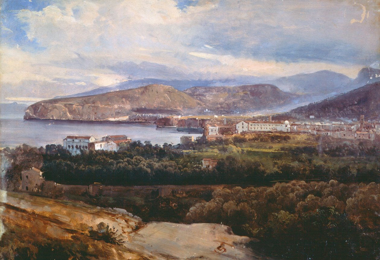 Sorrento látképe, Giacinto Gigante, tempera papíron alkotó: Giacinto Gigante