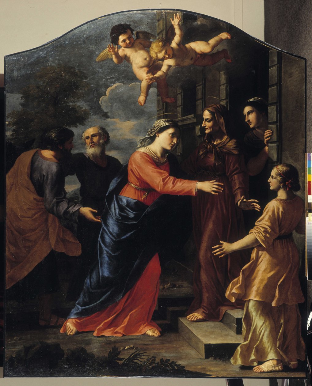 A Látogatás. Szűz Mária meglátogatja Erzsébetet alkotó: Giacinto Gimignani or Gemignano