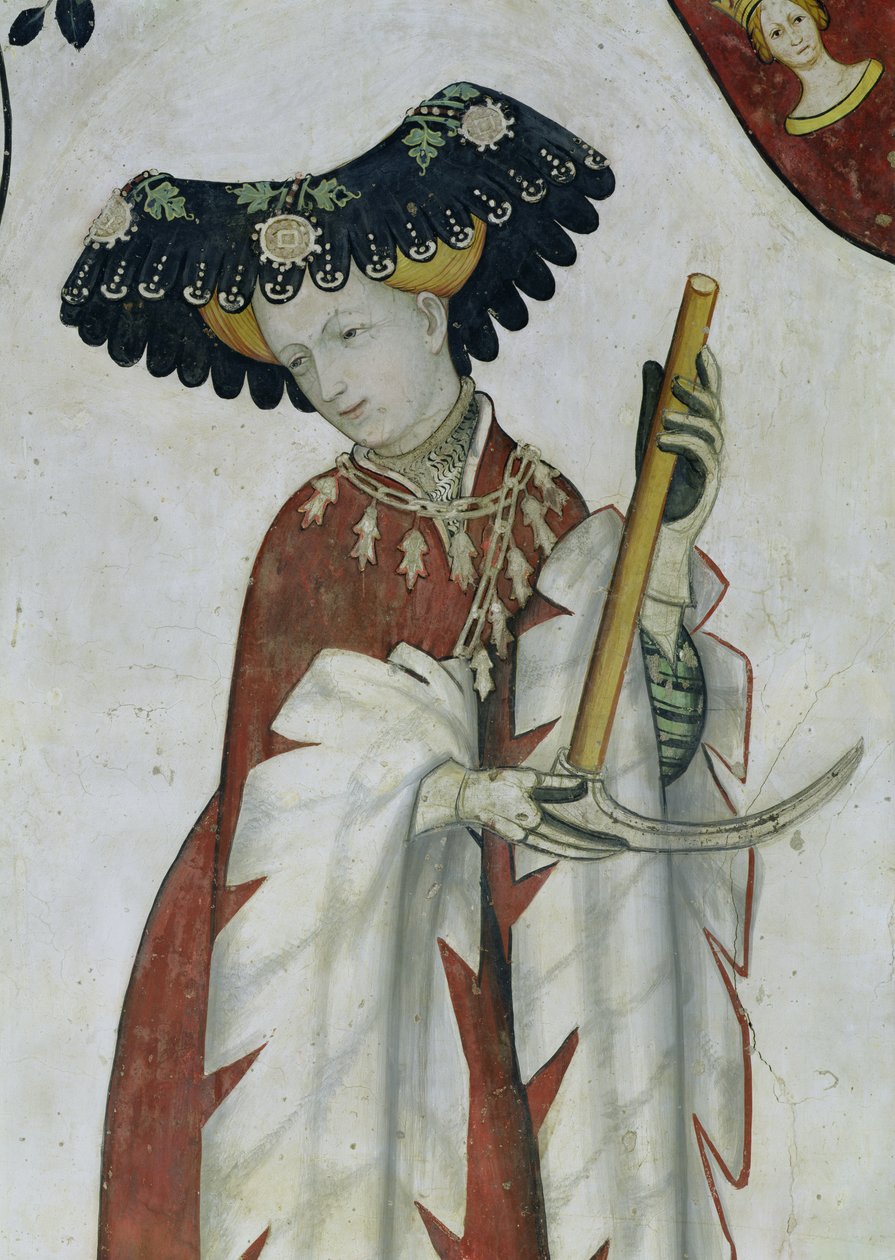 A kilenc érdemes és a kilenc érdemes nő, Delphine részlete, 1418-30 alkotó: Giacomo Jaquerio