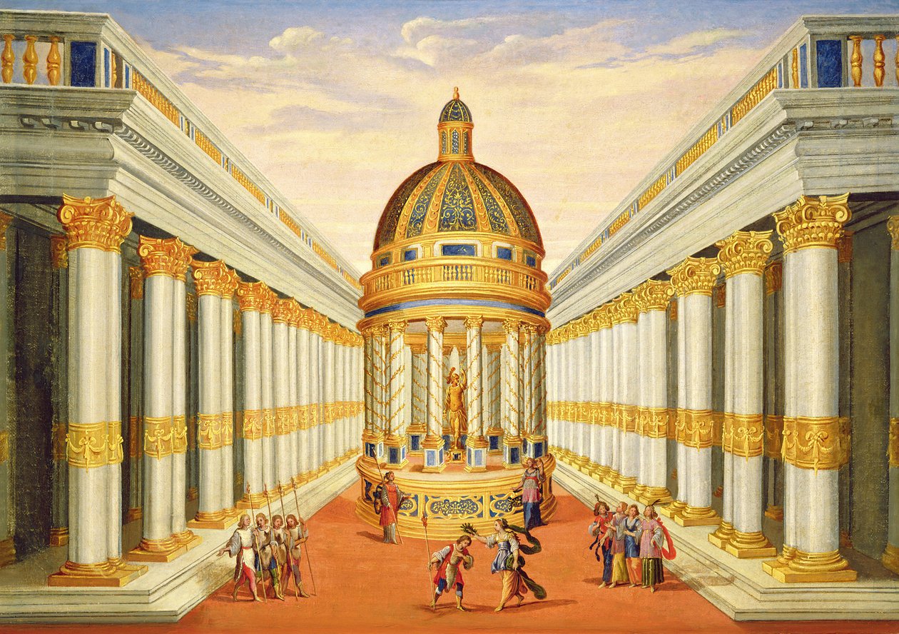 I. felvonás VII. és VIII. jelenet: Baccus temploma alkotó: Giacomo Torelli