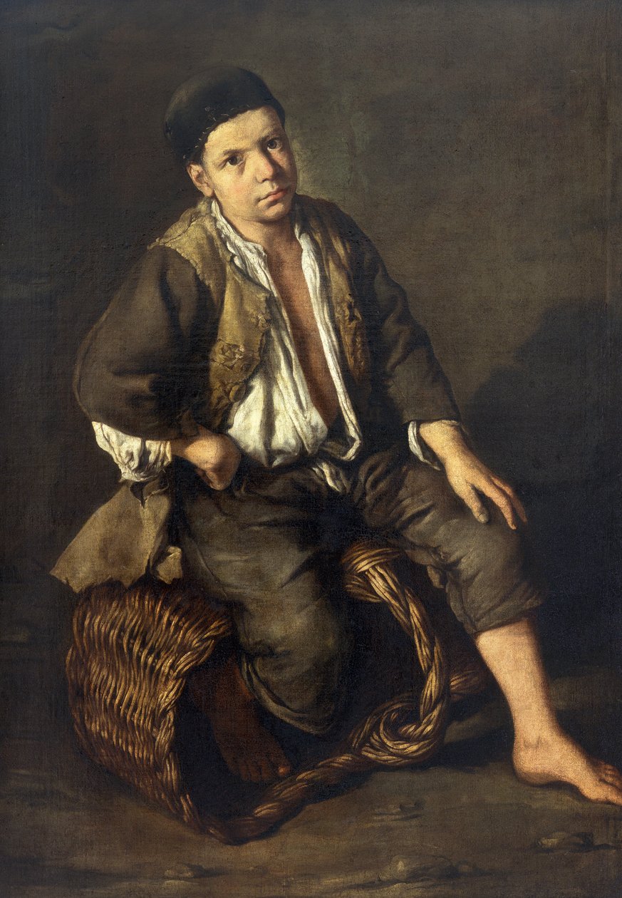 Errand boy ül egy kosárban, 1735 körül (olaj, vászon) alkotó: Giacomo Ceruti