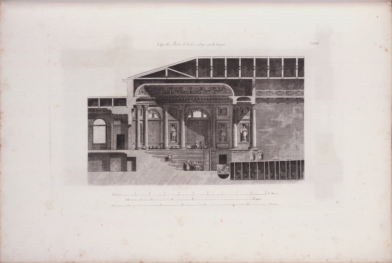 Az Ermitázs Színház nézőterének keresztmetszete, 1783 alkotó: Giacomo Antonio Domenico Quarenghi
