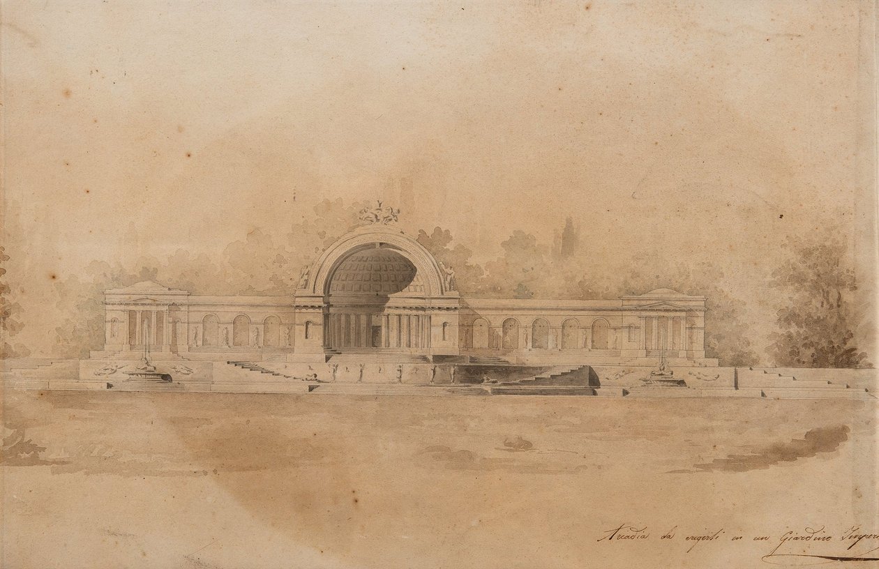 Tanulmány egy árkádról Carskoje Selo számára alkotó: Giacomo Antonio Domenico Quarenghi