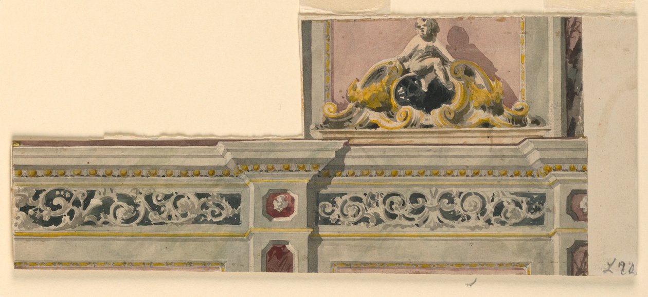 Rajz, tervezet egy festett ajtóhoz, 1850-75 alkotó: Giacomo Casa