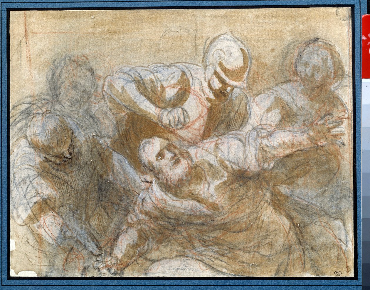 Sámsont a filiszteusok elfogták Giacomo Cavedone (1577-1660) barna tintával és mosdóval rajzolta 1614 körül V. 0,20 x 0,27 m Párizs. Louvre múzeum alkotó: Giacomo Cavedone