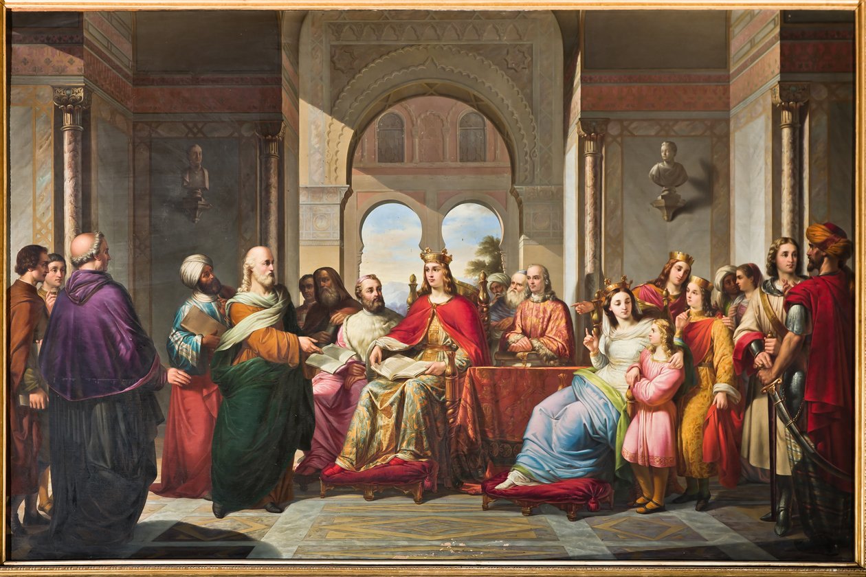 II. Frederik Arisztotelész könyvét kapta Michael Scottól alkotó: Giacomo Conti