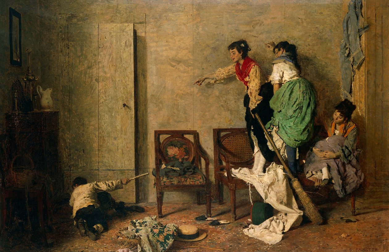Egér, szerző: Giacomo Favretto (1849-1887), olaj, vászon, 59x90 cm alkotó: Giacomo Favretto