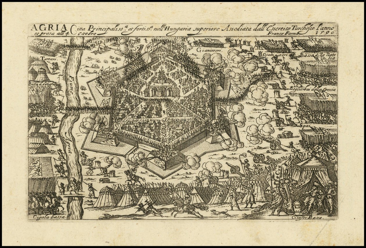 Agria - Felső-Magyarország fő- és erődített városa, amelyet a török Cyssereite 1596-ban ostromolt meg. alkotó: Giacomo Franco