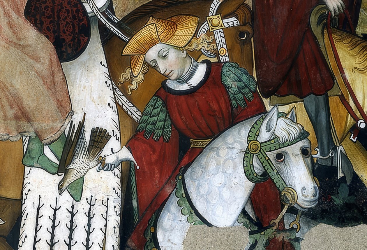 A fiatalság forrása. Részlet: solymász a madarával. 1418-30 alkotó: Giacomo Jaquerio