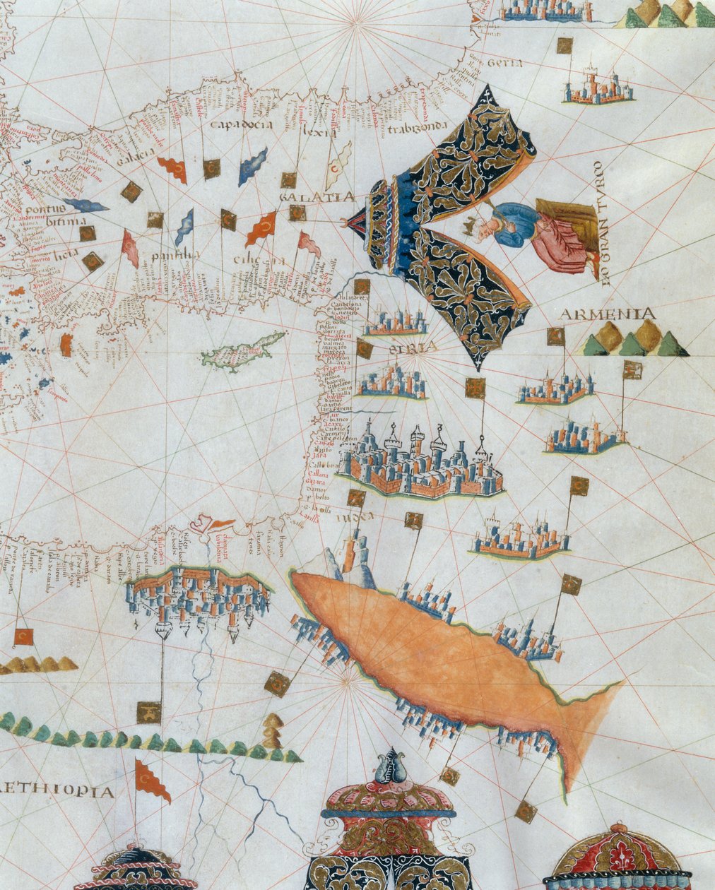 Tengeri térkép, a Gran Turco részlete, 1564 alkotó: Giacomo Maggiolo