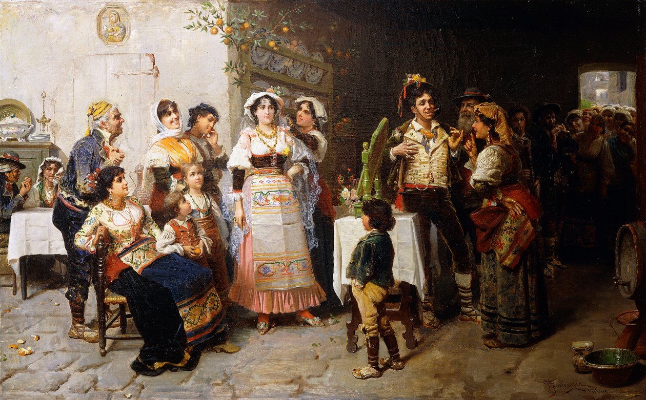 Előkészületek az esküvőre, alkotó: Giacomo Mantegazza
