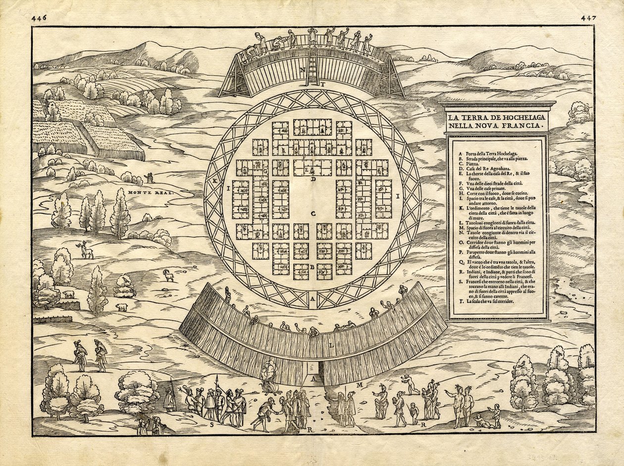 Hochelaga földje Új-Franciaországban alkotó: Giacomo & Ramusio Giovanni Battista (1485-1557) Gastaldi