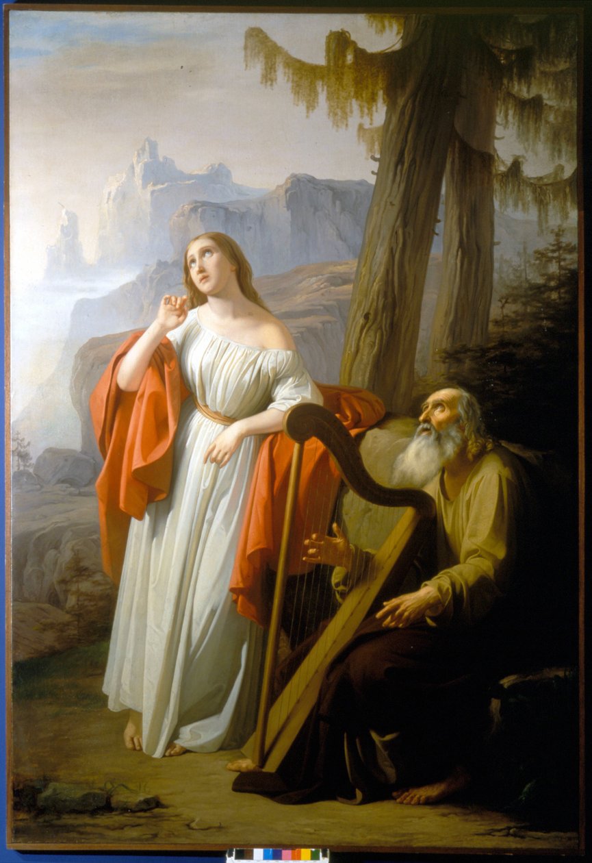 Ossian elénekli Malvinának a Carthoon bravúrjait. Giacomo Trecourt festménye alkotó: Giacomo Trecourt