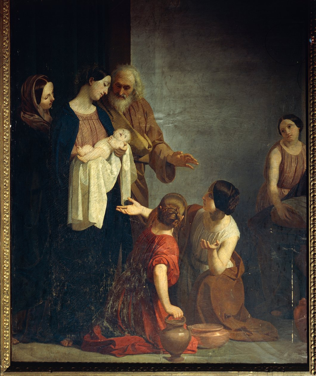 Giacomo Trecourt (1812-1882) festménye, amely Szűz Mária születését ábrázolja, olaj, vászon alkotó: Giacomo Trecourt