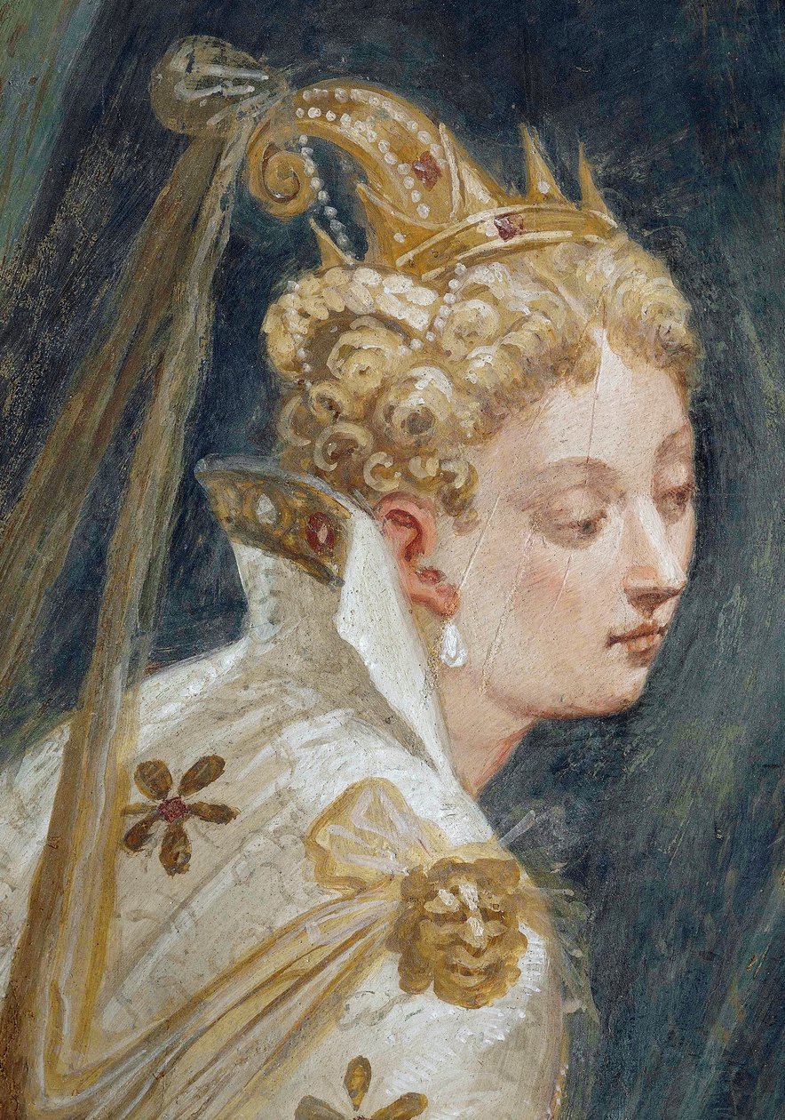 Sophonisba arcát, a freskó részletét Sophonisba mérget kínálnak gyermeke jelenlétében alkotó: Giambattista Zelotti