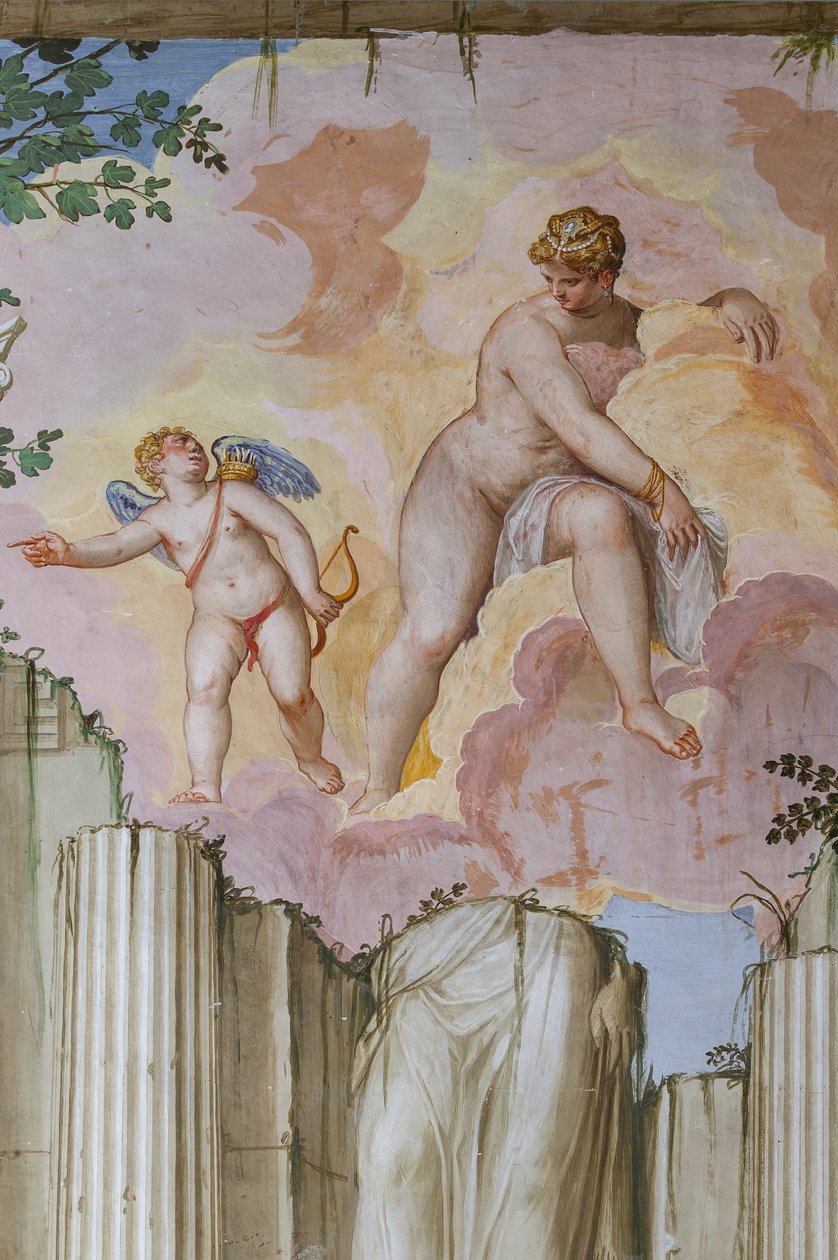 Vénusz és Ámor, az Olimposz szobájának részlete, 1557 körül (freskó) alkotó: Giambattista Zelotti