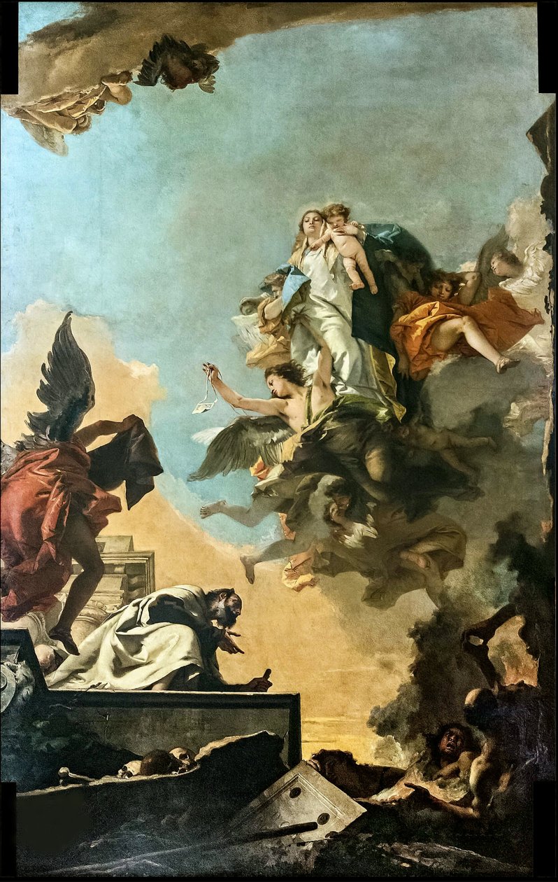 Kármel Szűzanya átadja a skapulárát Szent Simon Stocknak, 1749. alkotó: Giambattista Tiepolo