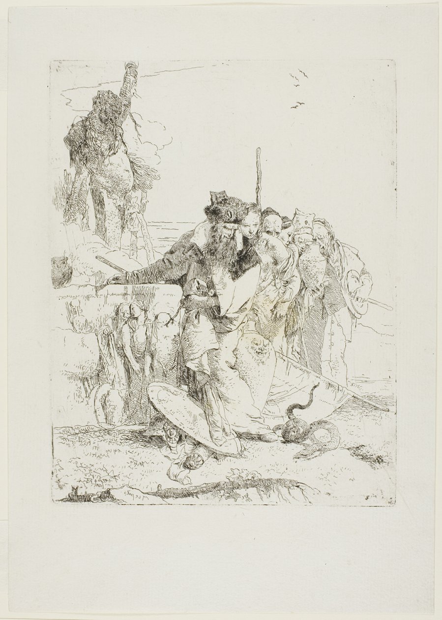 Hat ember kígyót néz, Scherzitől alkotó: Giambattista Tiepolo