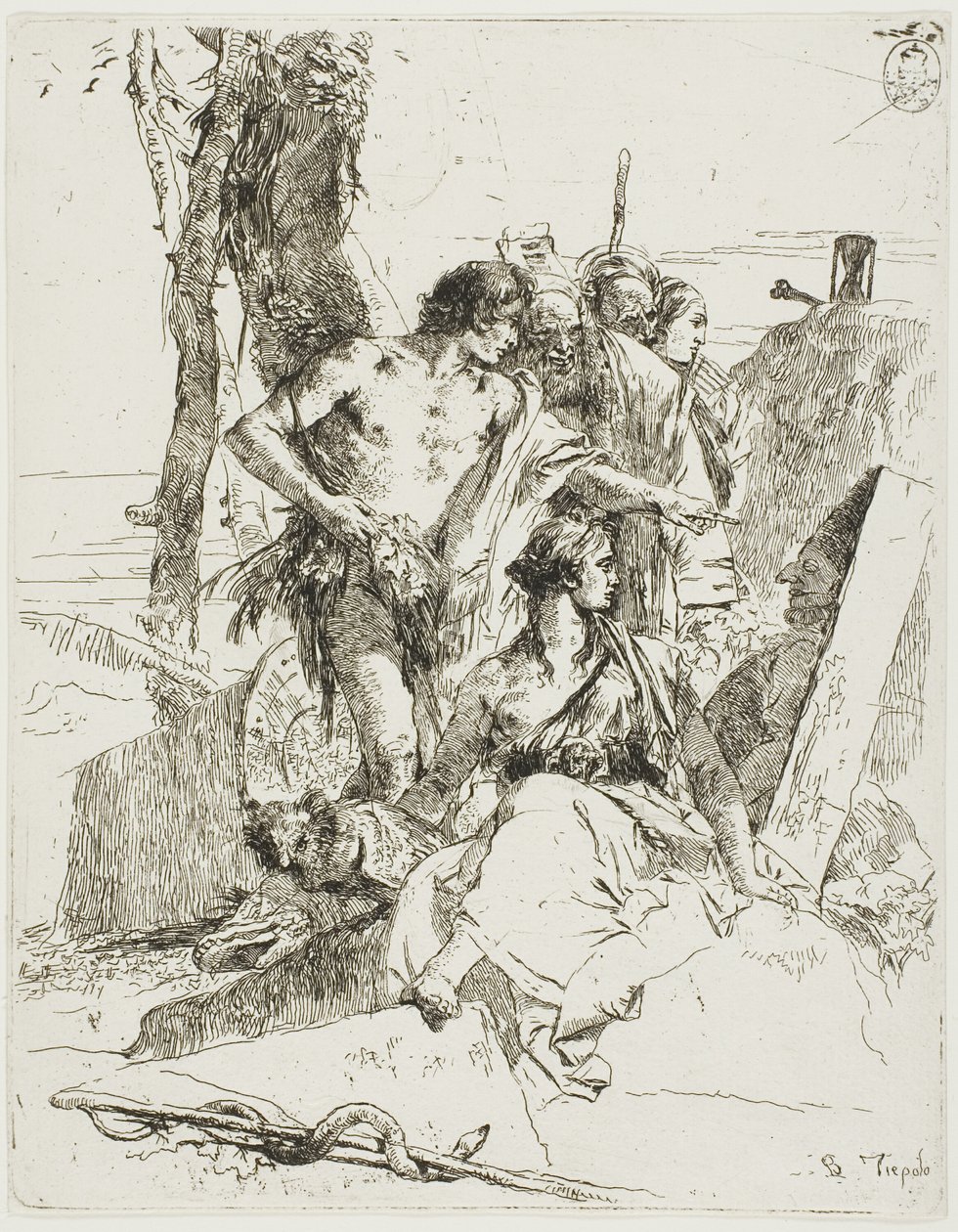 Punchinello sírjának felfedezése, Scherzitől alkotó: Giambattista Tiepolo